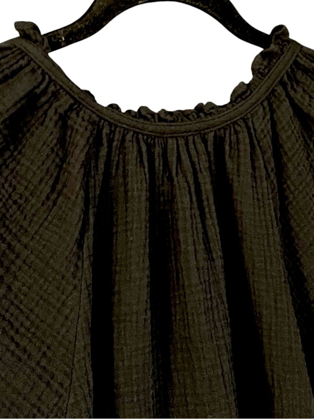 GAP Black Gauze Dress L 100% Cotton Beachy Boho Resort Coastal Relaxed Pockets - Picture 7 of 9